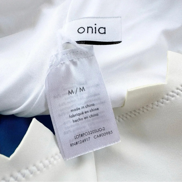 Onia Betty Cut Out One Shoulder One Piece Swimsuit Blue and White Size M NWT - Picture 7 of 11